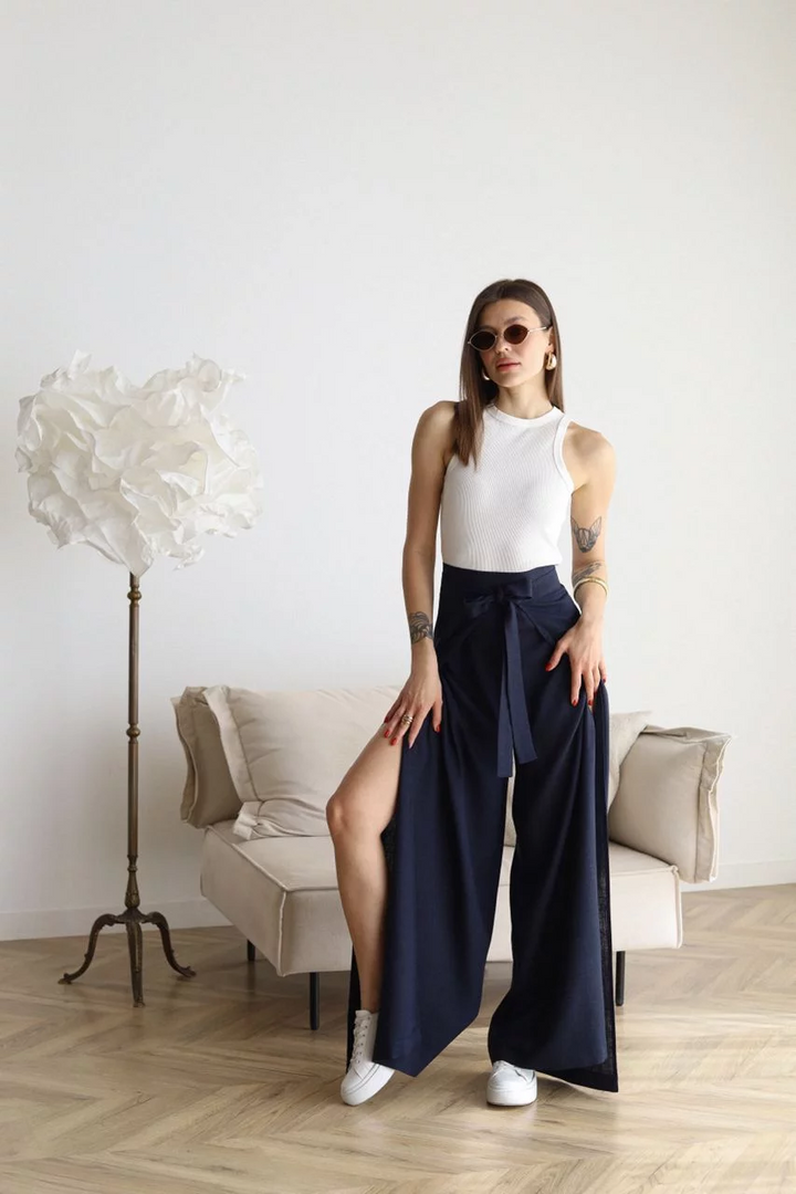ARIANE – PANTALONI DIN IN CU PICIORI LARGI PENTRU FEMEI