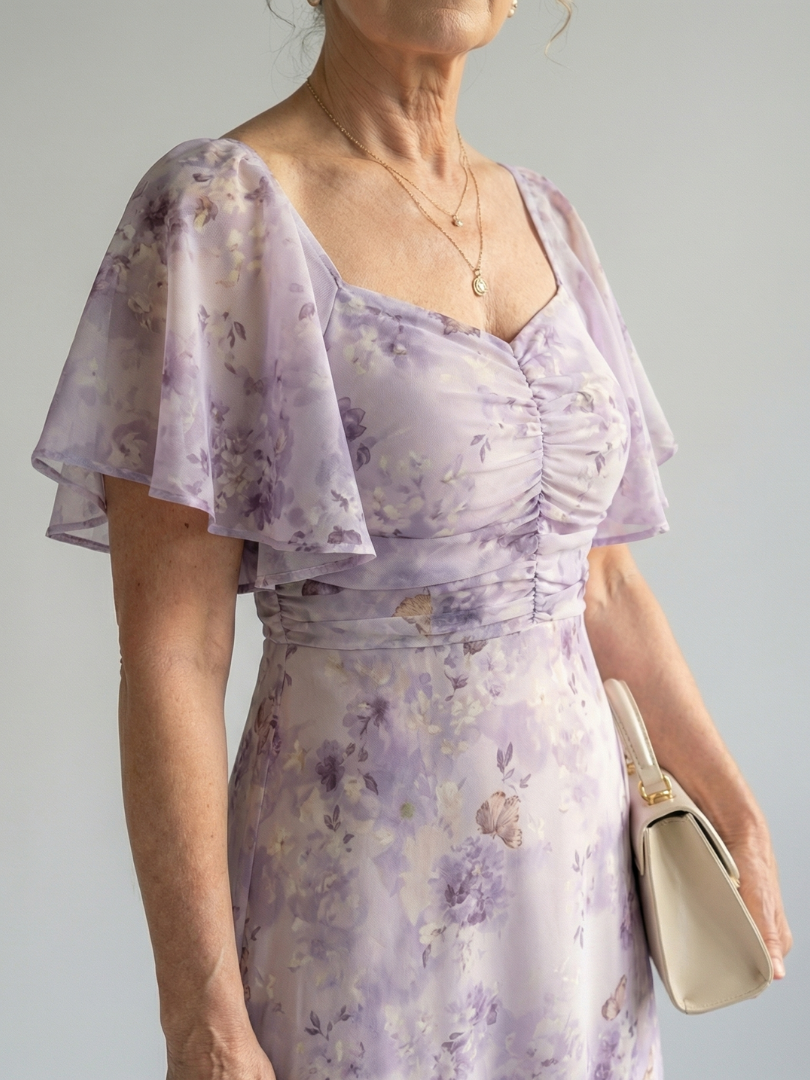 Vaelis | Rochie Midi cu Mâneci Flutter
