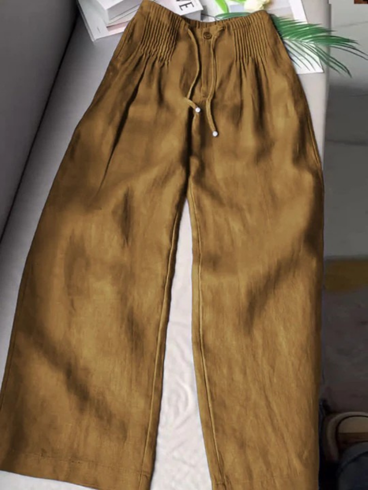 Camille | Pantalon larg din amestec de bumbac și in
