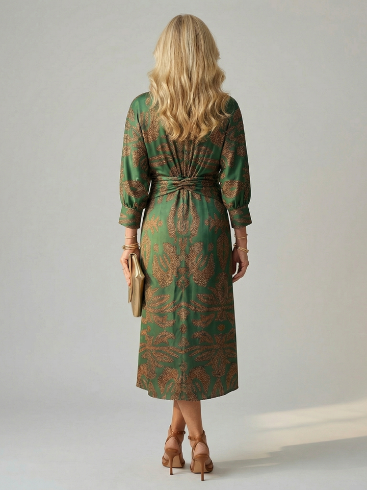 Lune | Rochie Midi cu Mâneci Lungi și Înfășurare Naturală