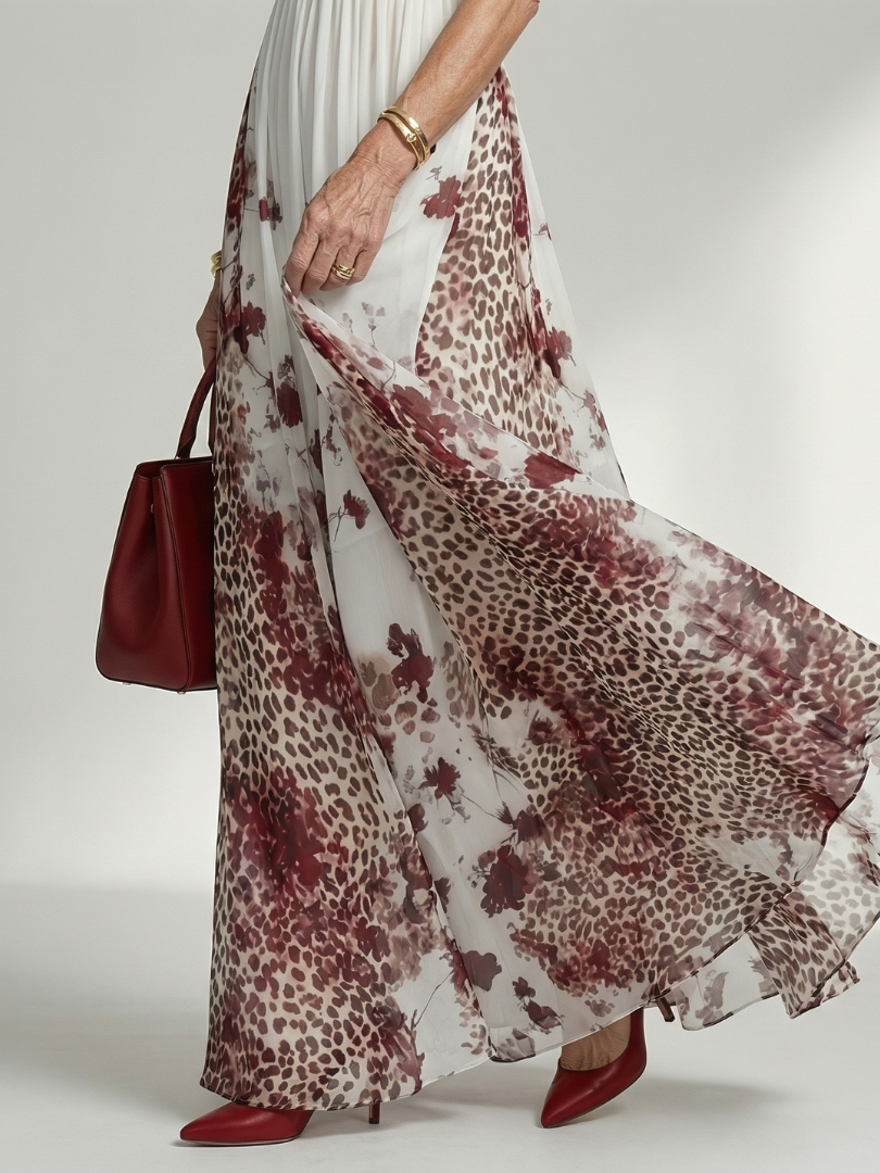 Orlune | Rochie Maxi Albă Făcută în Plisare