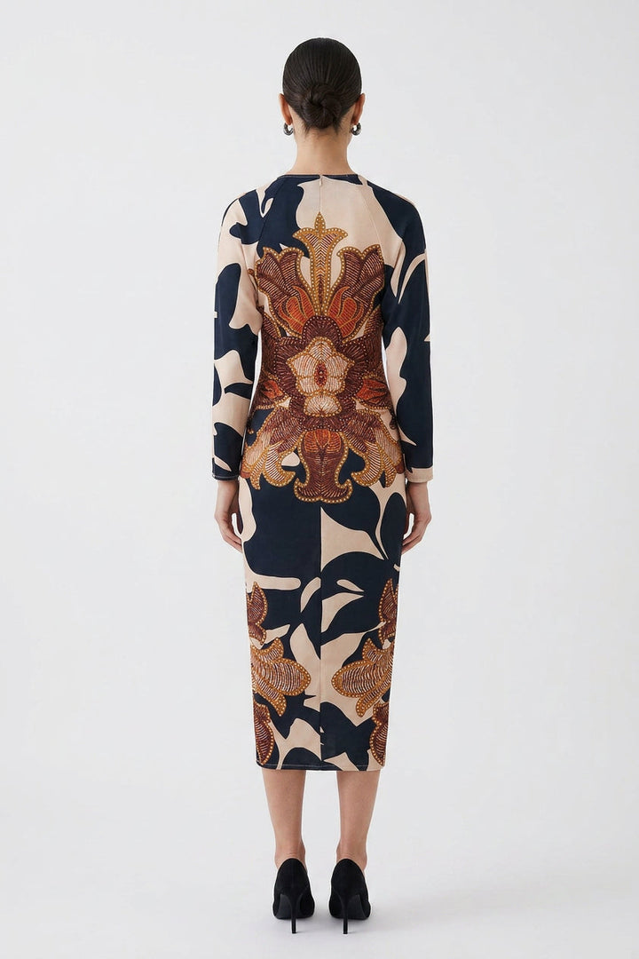 Eva | Rochie Midi Dolman cu Print Unic Sun Escape