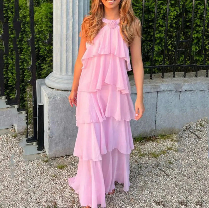 Ayelet™ | Rochie Maxi cu Umeri Decupați și Volane