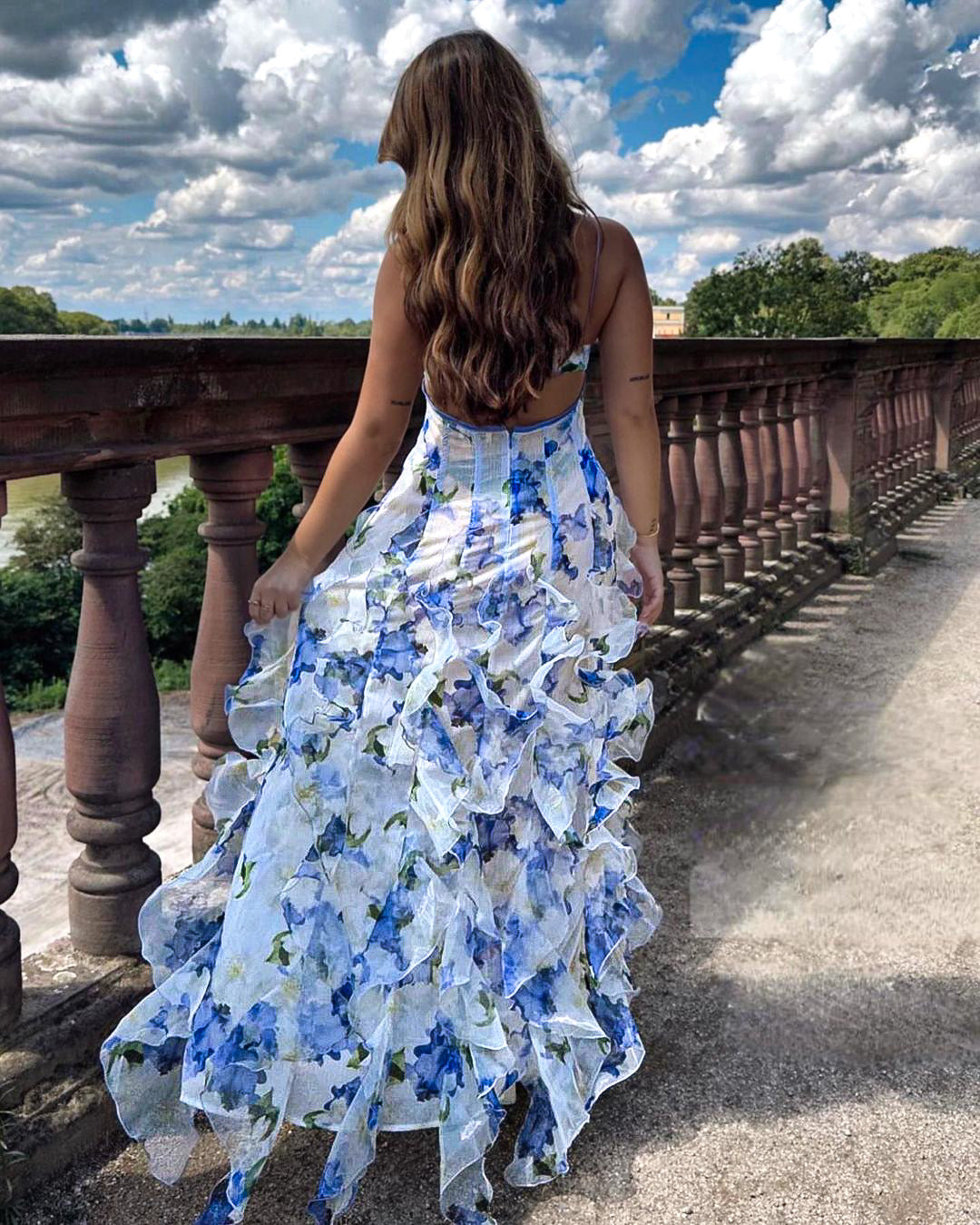 Uri™ | Rochie Midi Florală cu Volane