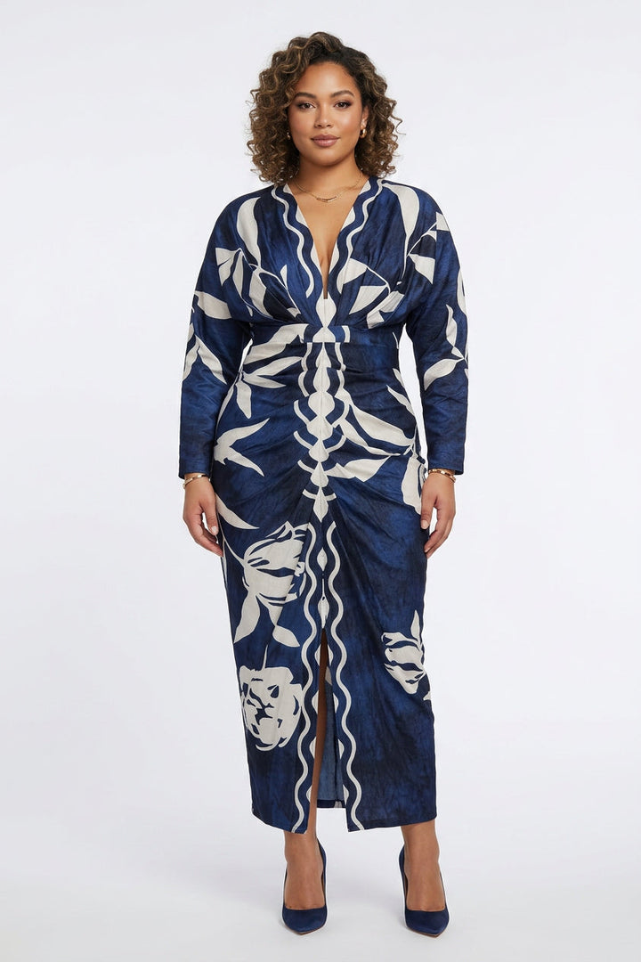 Eva | Rochie Midi Dolman cu Print Unic Sun Escape