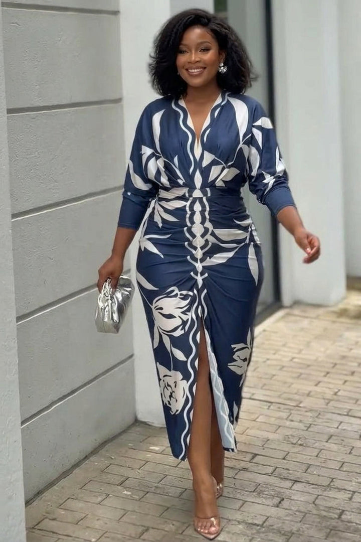 Eva | Rochie Midi Dolman cu Print Unic Sun Escape