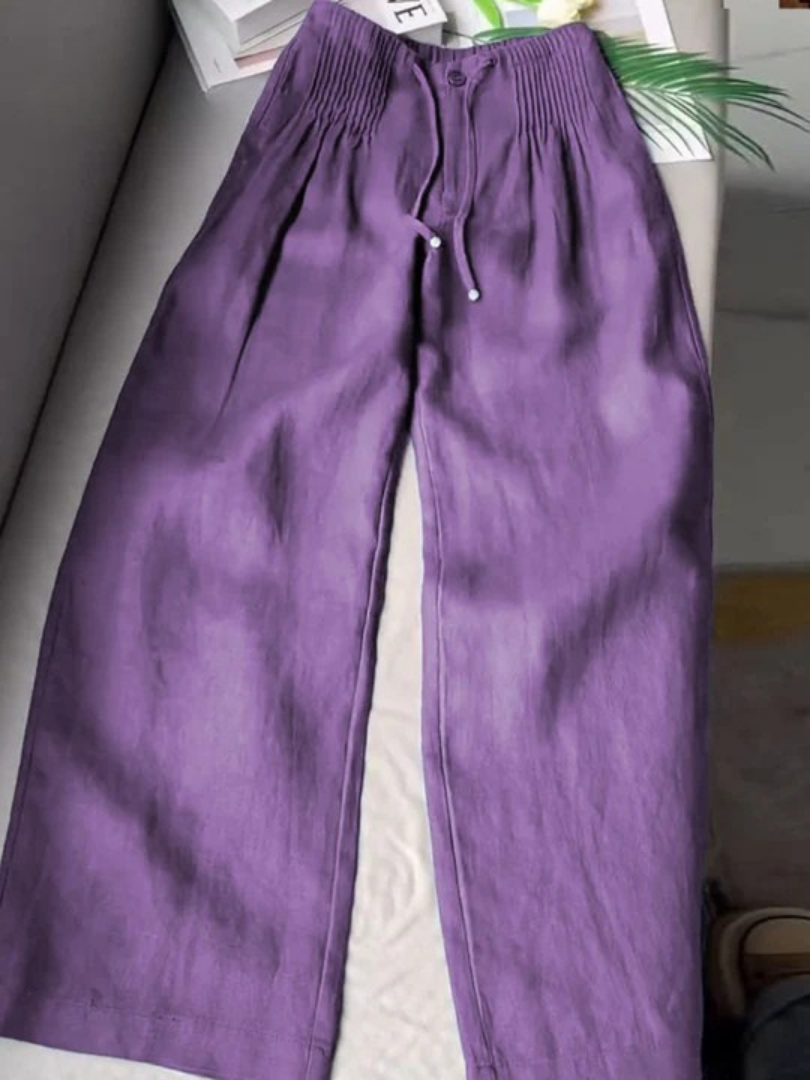 Camille | Pantalon larg din amestec de bumbac și in