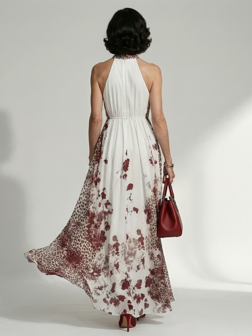 Orlune | Rochie Maxi Albă Făcută în Plisare