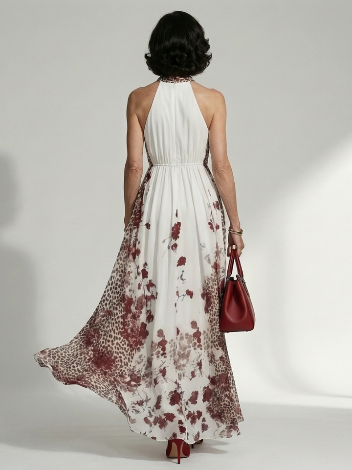 Orlune | Rochie Maxi Albă Făcută în Plisare