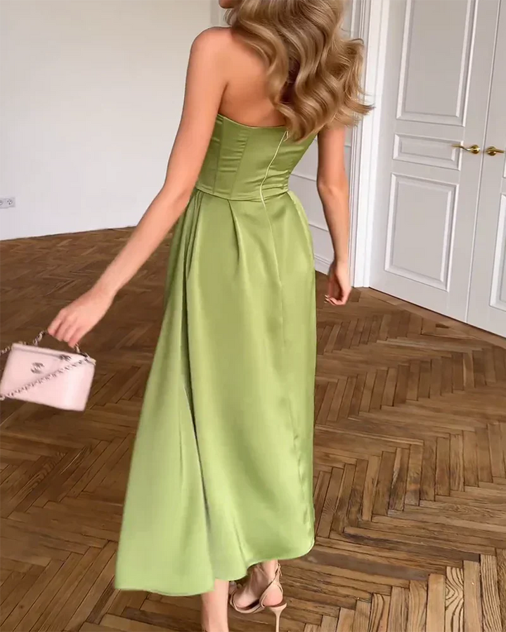 Liora™ | Rochie Midi Elegantă Fără Bretele