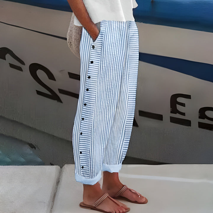 Dagny | Pantalon Elegant cu Dungi de Vară