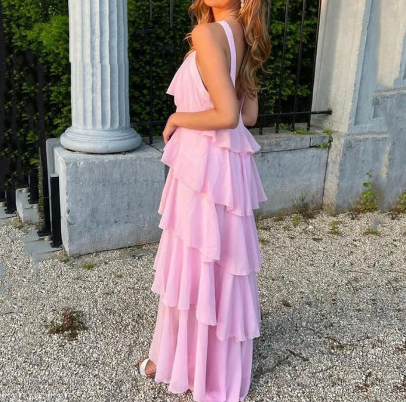 Ayelet™ | Rochie Maxi cu Umeri Decupați și Volane