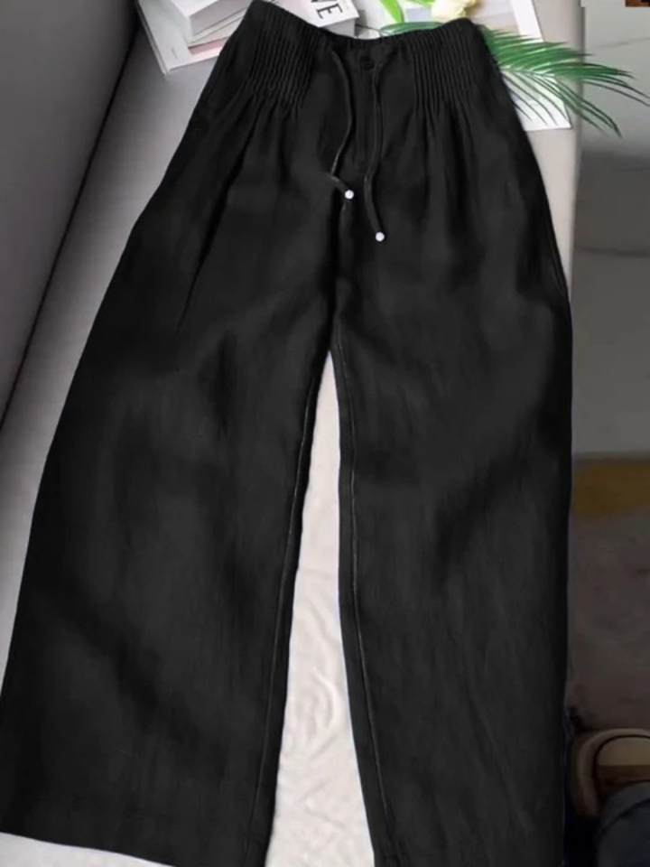 Camille | Pantalon larg din amestec de bumbac și in