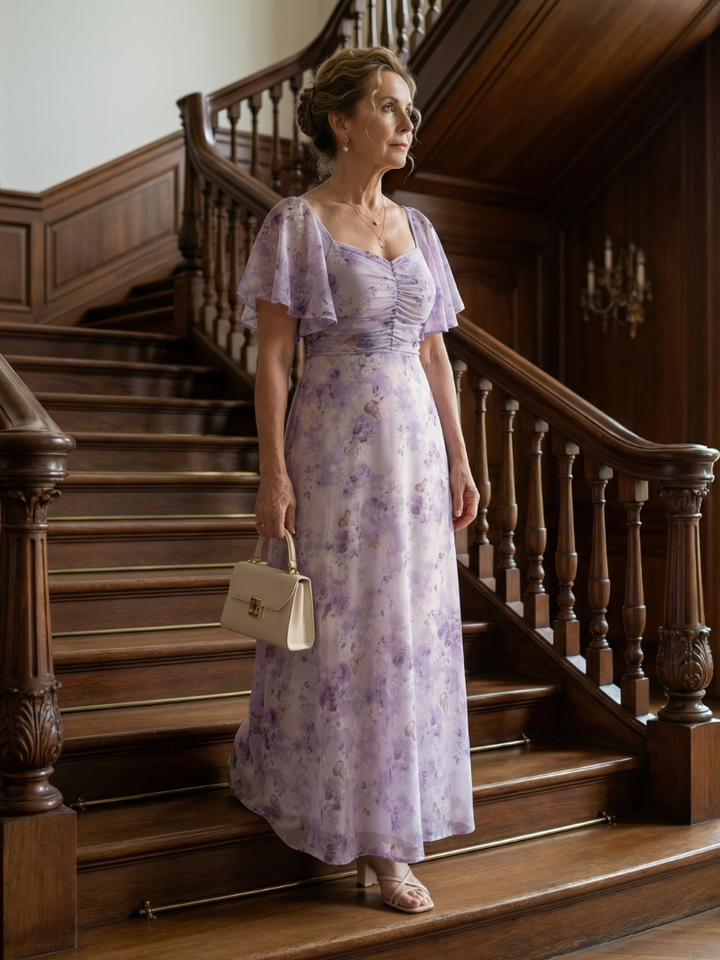 Vaelis | Rochie Midi cu Mâneci Flutter