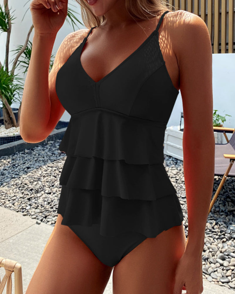 Lia - Costum de Baie cu Volane Elegante