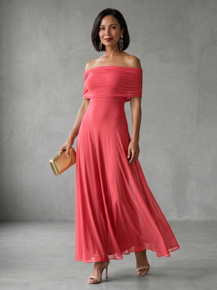 Iunie | Rochie Midi cu Umeri Decupați
