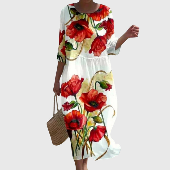 Elena™ | Rochie Maxi Florală Stilată