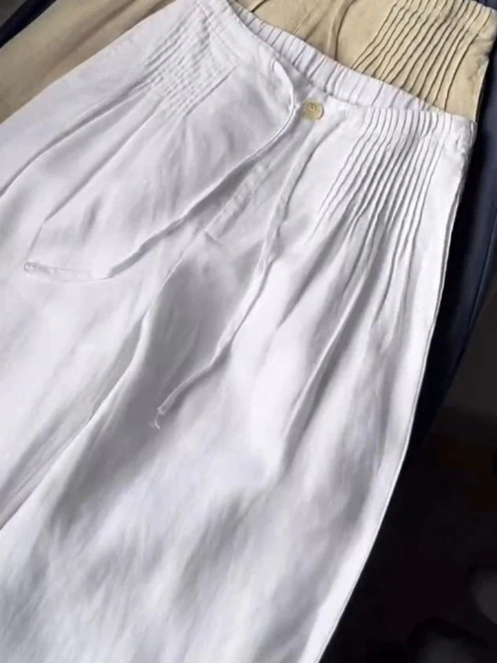 Camille | Pantalon larg din amestec de bumbac și in