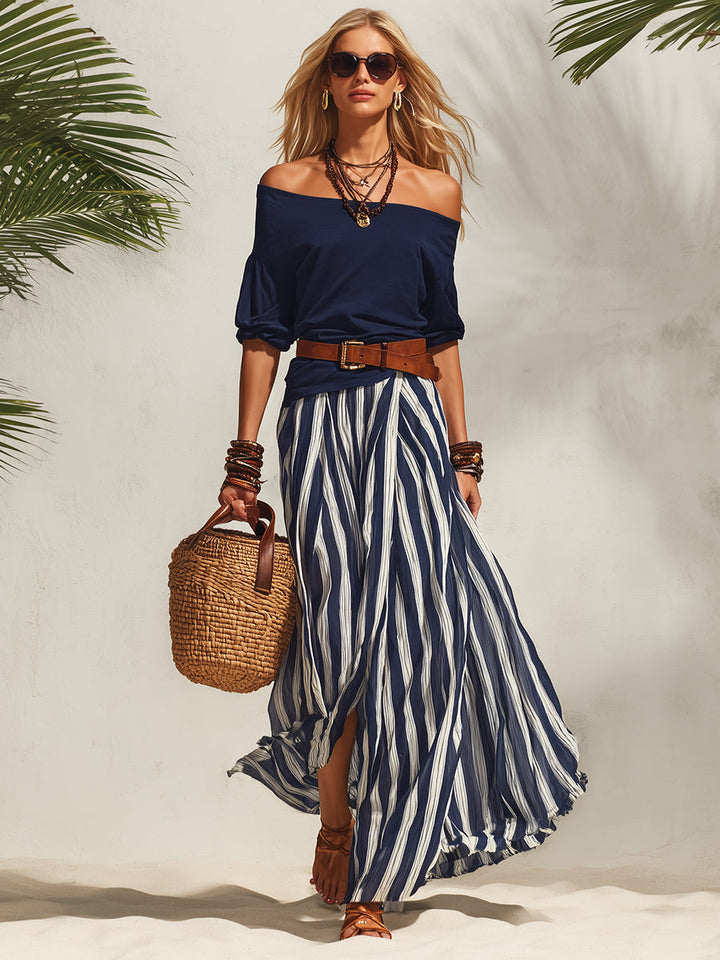 Compleu Top și Fustă Off-Shoulder