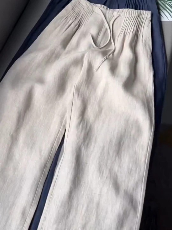 Camille | Pantaloni largi din amestec de bumbac și in