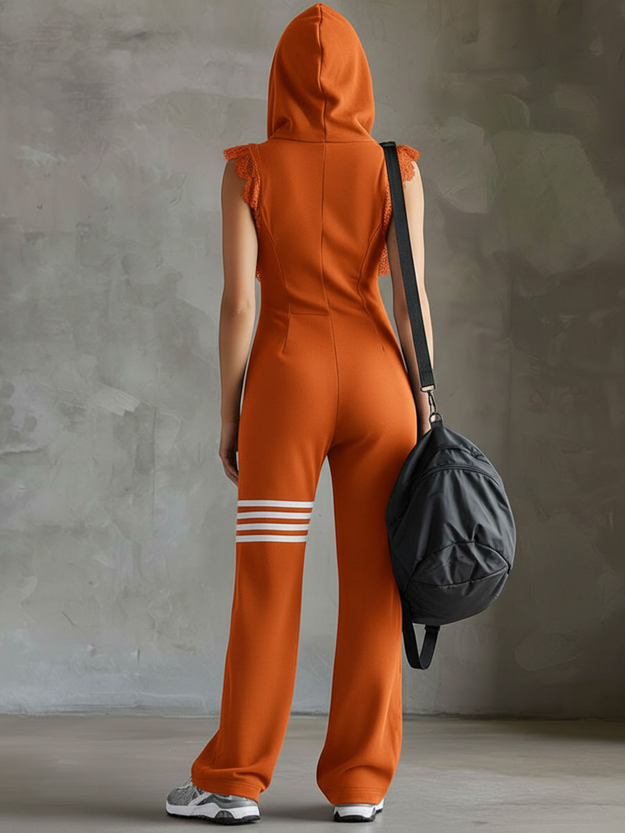 Giada - Salopetă sport retro cu glugă și dungi