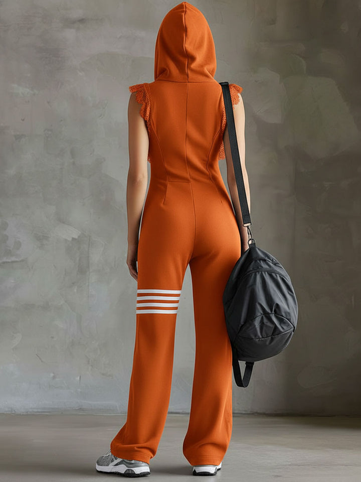 Giada - Salopetă sport retro cu glugă și dungi