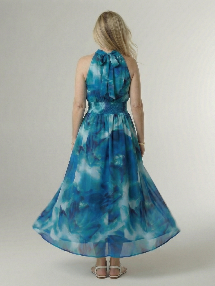 Sylin | Rochie Midi cu Guler în Stil Halter