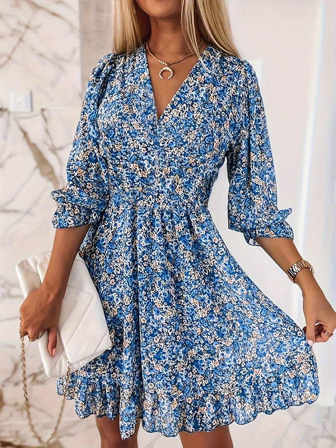 Nissia™ | Rochie Mini cu Volane Florale