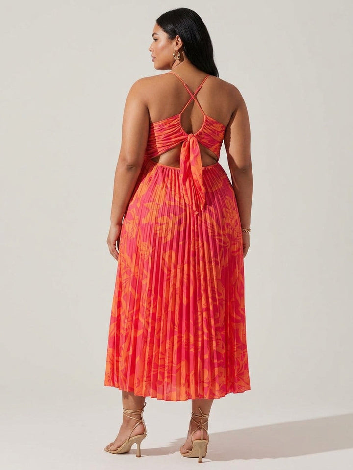 Heather | Rochie midi elegantă cu imprimeu floral, stil coastal chic