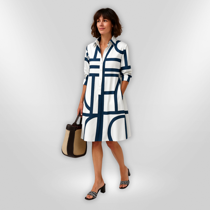 Bruria™ | Rochie Midi Geometrică