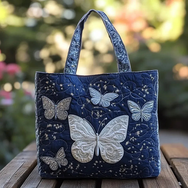 Sac Artizanal - Fluture Argintiu
