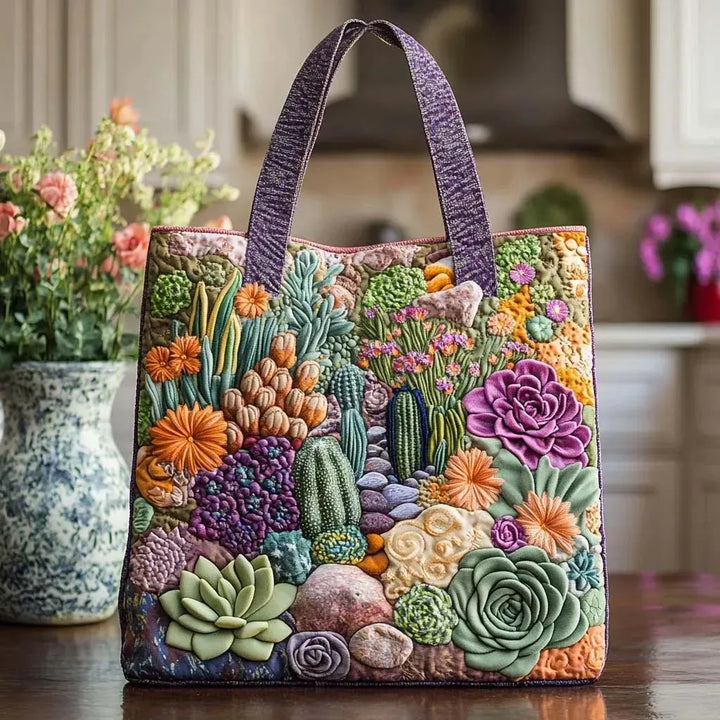 Geantă handmade - Grădină de suculente