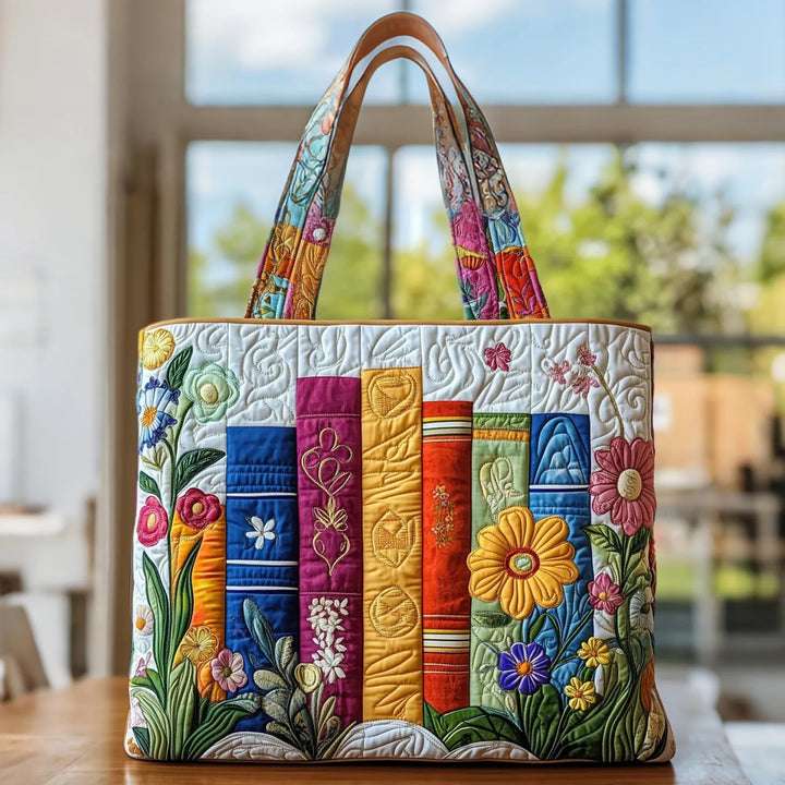 Geantă handmade - Bibliotecă florală