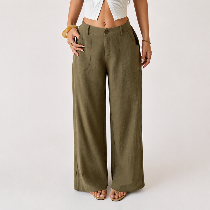 Élina™ Pantalon Larg Eleganță Naturală