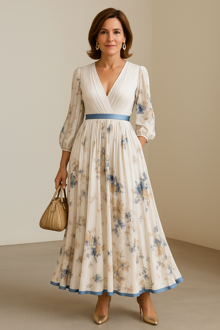 Paz™ | Rochie Maxi Plisată Florală Timeless
