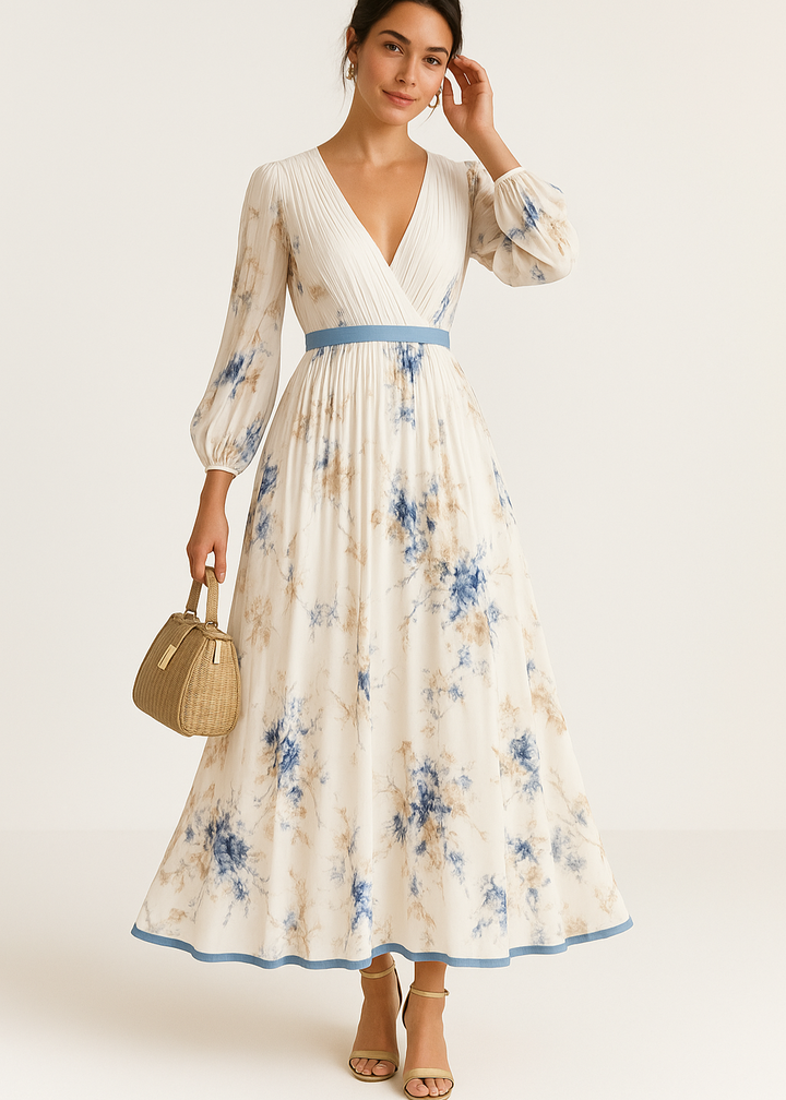 Paz™ | Rochie Maxi Plisată Florală Timeless
