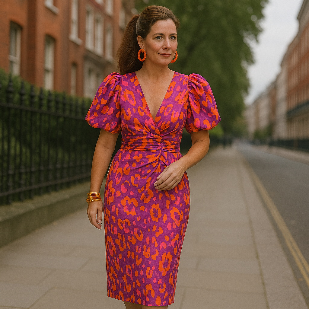 Oranit™ | Rochie Colorată cu Mâneci Plisate