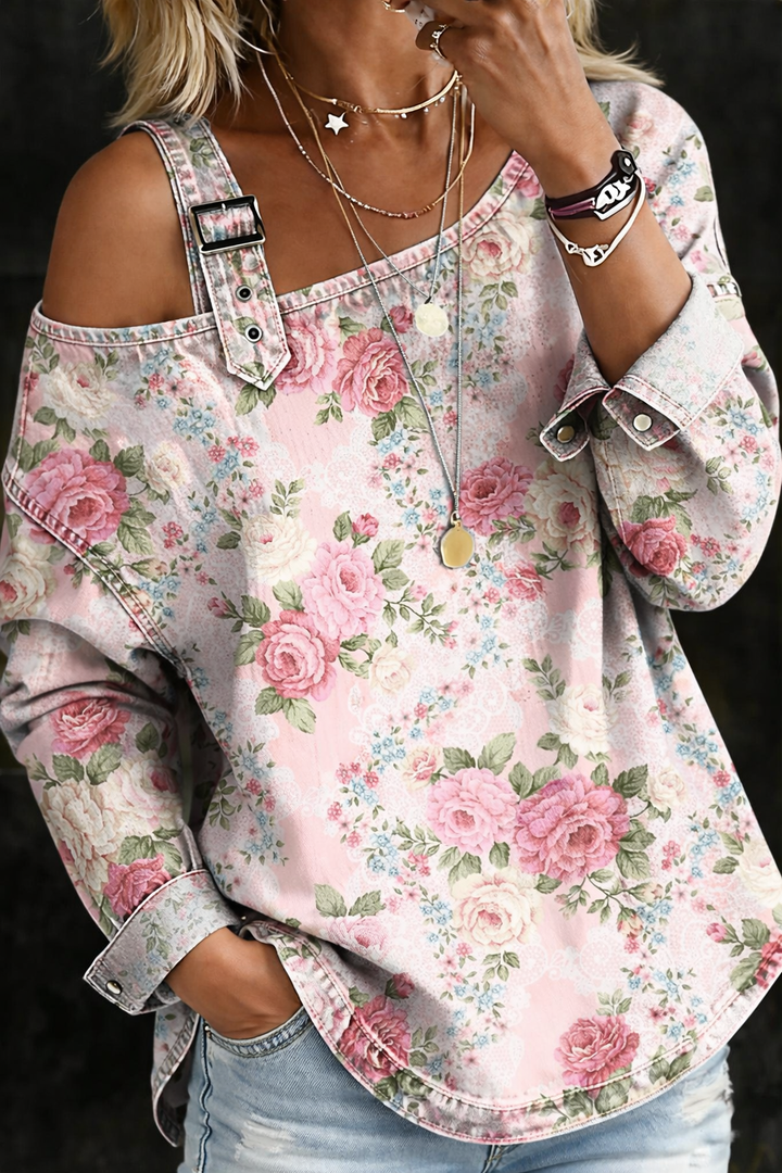 Brooklyn | Rochie din denim cu guler floral