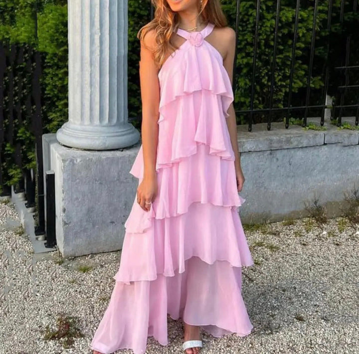 Ayelet™ | Rochie Maxi cu Umeri Decupați și Volane