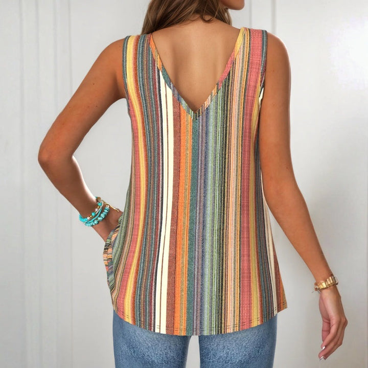 Tricou fără Mâneci cu Dungi Colorate