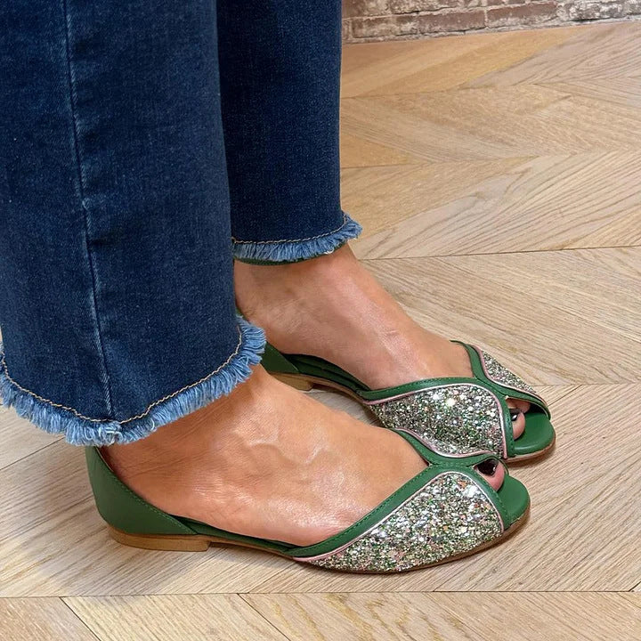 SANDALE PLATE CU BRĂȚARĂ LA GLEZNĂ
