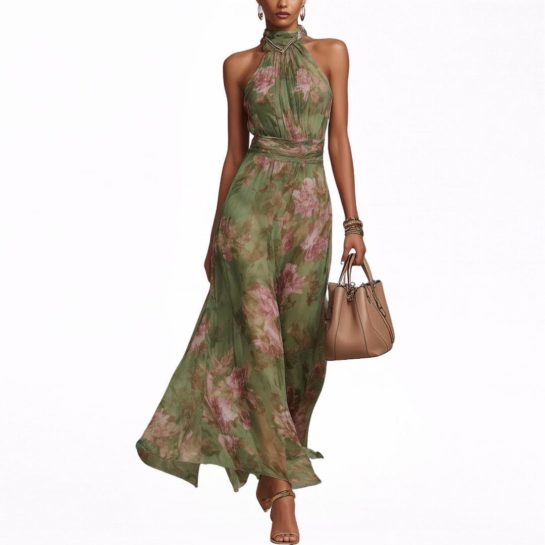 Livia | Rochie Maxi Halter Florală