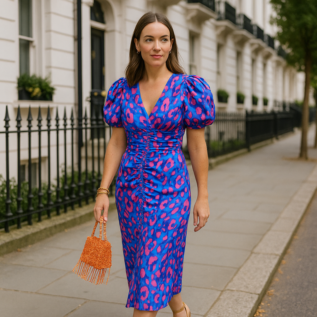 Oranit™ | Rochie Colorată cu Mâneci Plisate