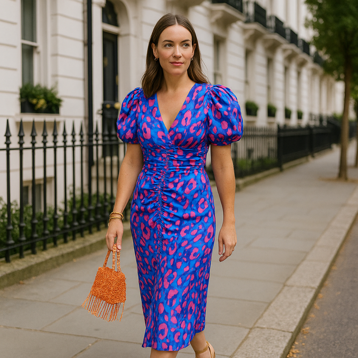 Oranit™ | Rochie Colorată cu Mâneci Plisate