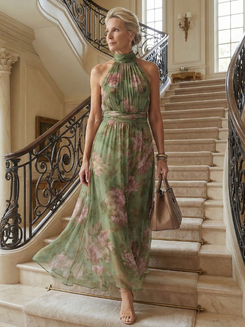 Mirelle | Rochie Midi cu Guler Halter