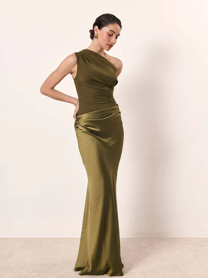 Luna™ | Rochie Maxi din Satin cu Fanta