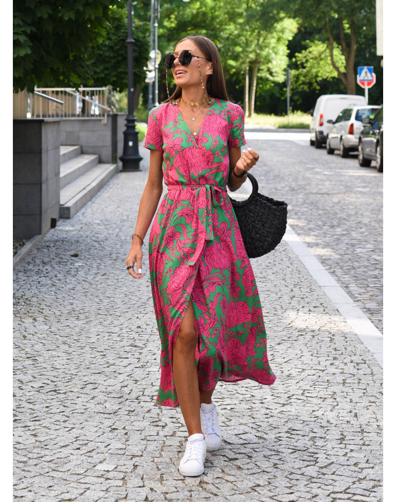 Talia™ | Rochie Florală Elegantă cu Decolteu în V