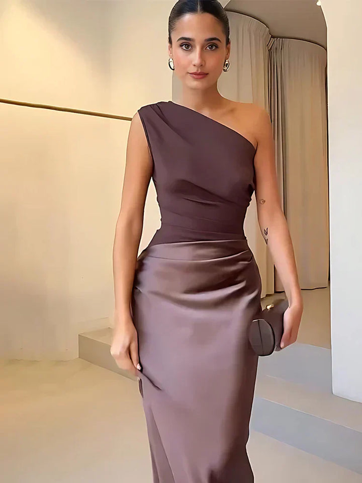 Luna™ | Rochie Maxi din Satin cu Fanta