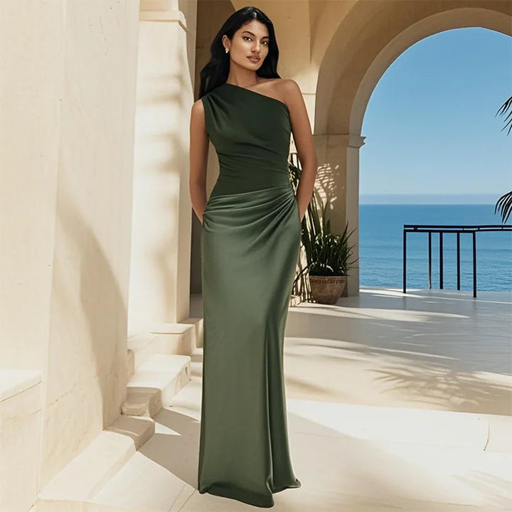 Luna™ | Rochie Maxi din Satin cu Fanta