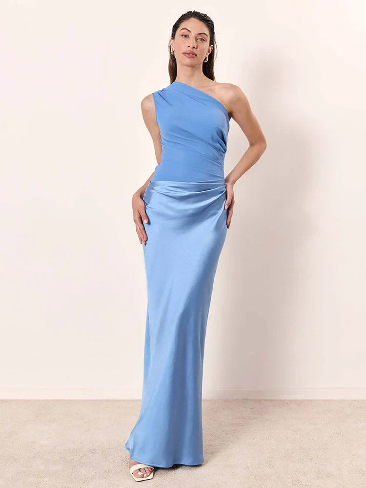 Luna™ | Rochie Maxi din Satin cu Fanta